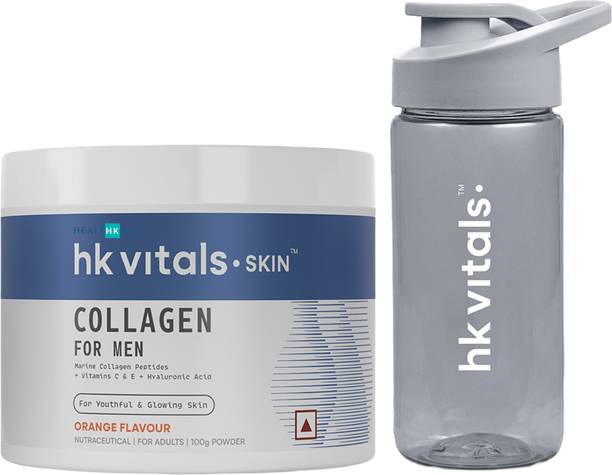 HEALTHKART hk vitals Marine Collagen for Men Supplement with Biotin, Orange with Sipper
