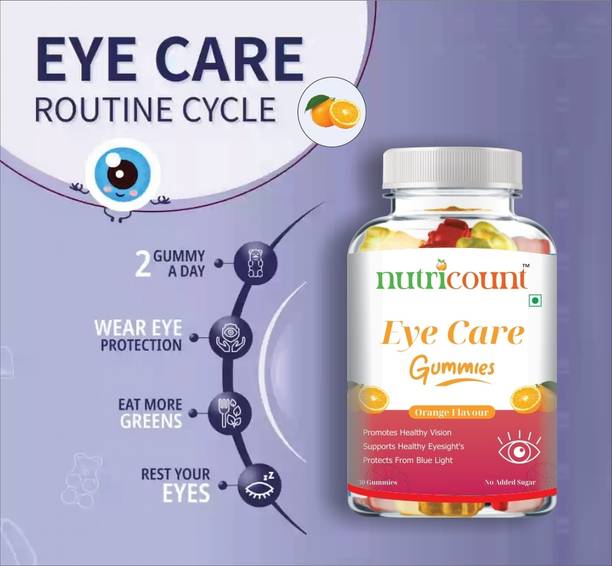 NUTRICOUNT Eye Care Gummies for All Orange Flavour Lutein and Zeaxanthin