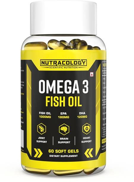 Nutracology Omega 3 Fish Oil 1000mg Capsule | EPA 180mg and DHA 120 mg for Men & Women