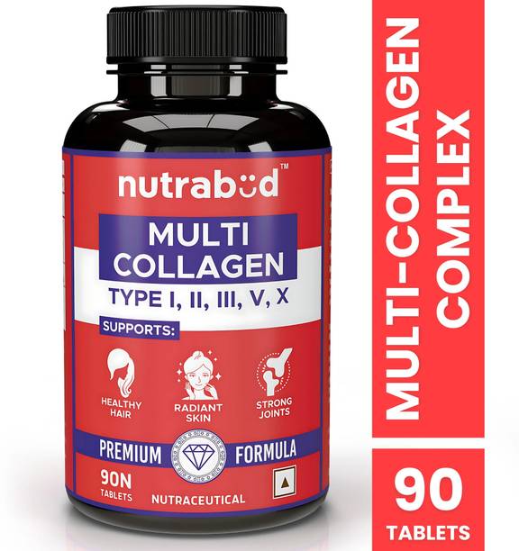 Nutrabud Multi-Collagen Complex Tablets - Hydrolyzed Peptides with 5 Types of Collagen