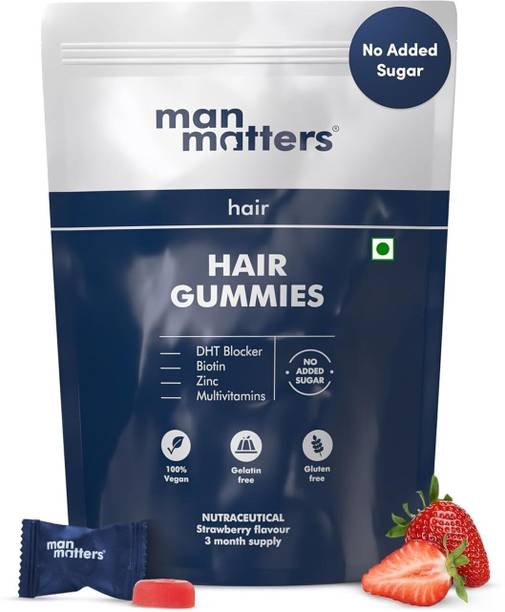 Man Matters Biotin Hair Gummies | Strong &Healthy Hair | No Added Sugar|Vegan & Gut Friendly