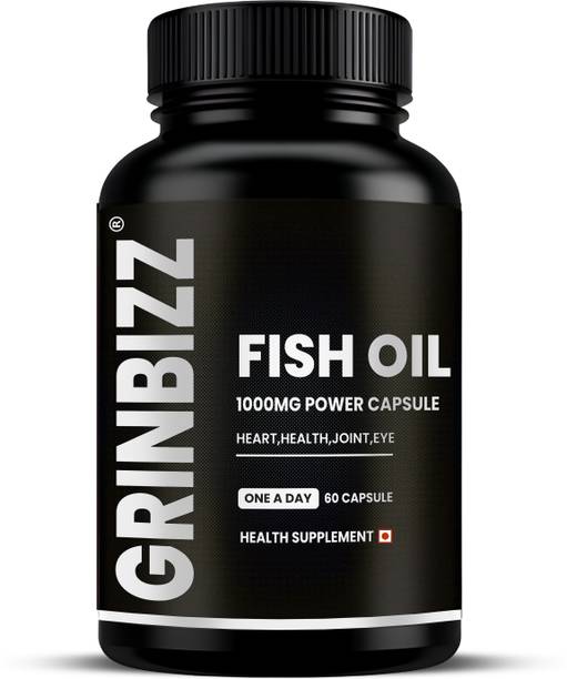 grinbizz Omega 3 Fish Oil 1000mg| EPA 180mg & DHA 120mg|Supports Heart,Eye & Joint Health