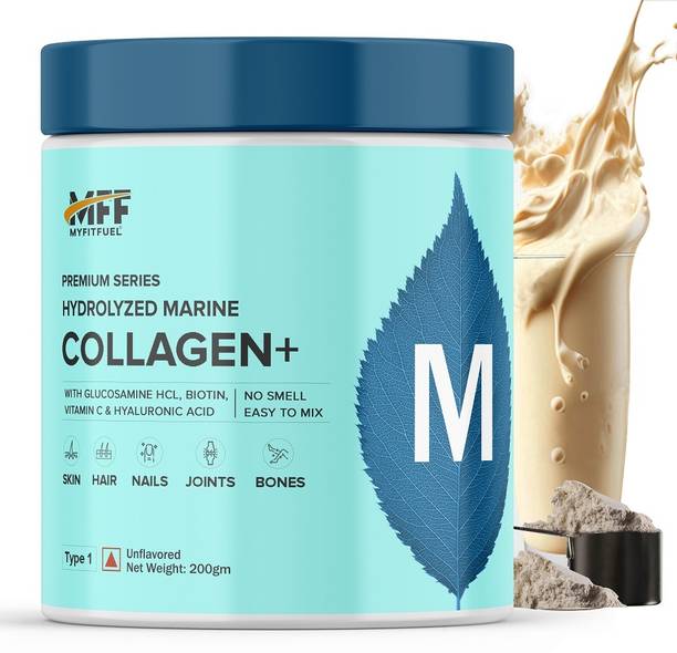 MyFitFuel Premium Marine Collagen + Biotin, Hyaluronic Acid, Vita. C &more 200g Unflavored Protein Shake