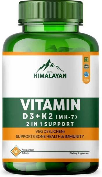 Divya Himalayan Vitamin D3 K2 MK7 | Vitamin D3 Tablets Lichen Source | Vitamin D Supplements