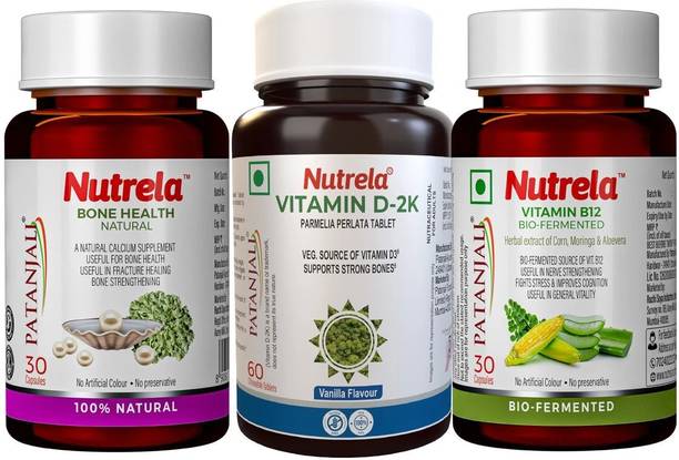 NUTRELA Combo B12+D2k+Bone Health Multivitamin Capsules