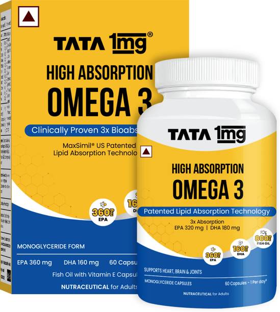 TATA 1mg Triple Absorption Omega 3 Fish Oil| 6X Effective with Patented Lipid Absorption