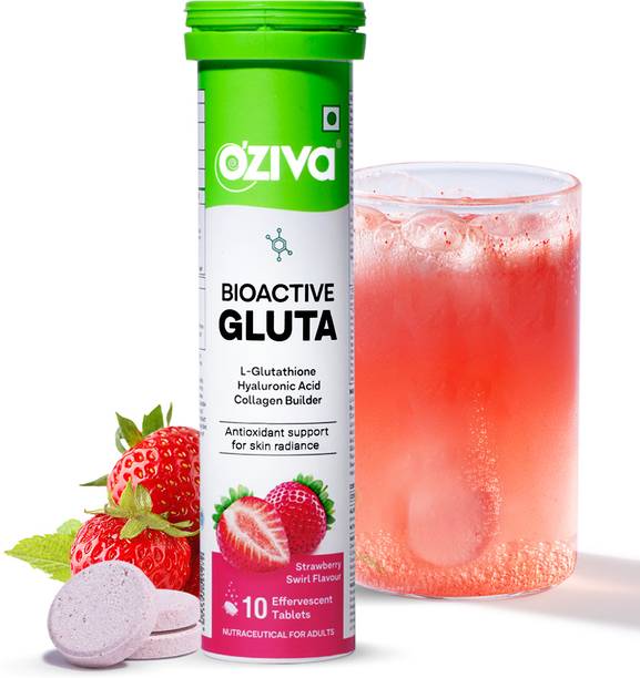 OZiva Bioactive Gluta Fizzy (Strawberry Swirl) To Reduce Pigmentation, 5 Antioxidants