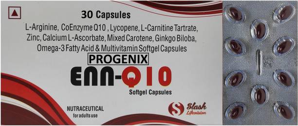 Progenix ENN Q10 CO ENZYME Q10,L-ARGININE,OMEGA 3 FOR STAMINA,HEART,JOINTS,SKIN,BONES