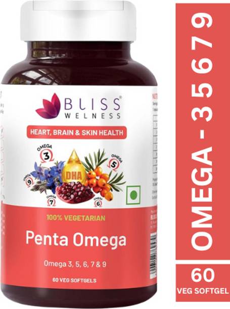 Bliss Welness Penta Omega 3 5 6 7 9 Fatty Acids Blend for Heart Brain Skin Joints & Metabolism