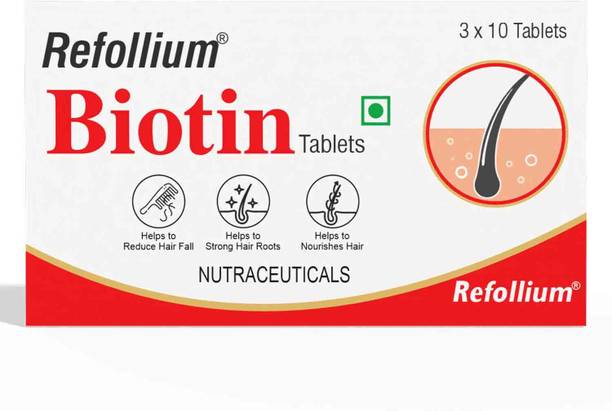 Refollium Biotin High Strength Supplement for Reduce Hair Fall, Hair Growth & Glowing Skin