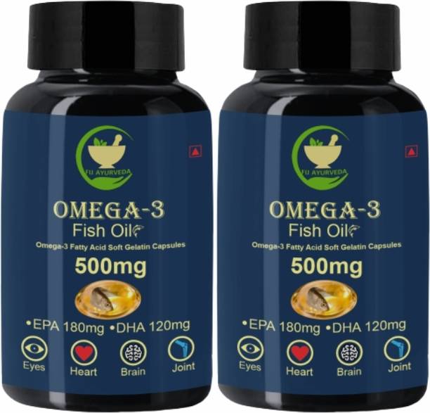 FIJ AYURVEDA Omega 3 Fish Oil Fatty Acid (180 mg EPA & 120 mg DHA) for Men & Women
