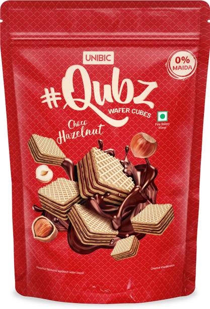 UNIBIC Qubz Choco Hazelnut 0% Maida Wafers