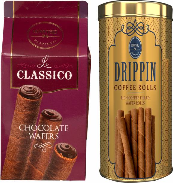 Unwrap Happiness Drippin Coffee Roll & Le Classico Chocolate Wafers Combo Pack Wafers