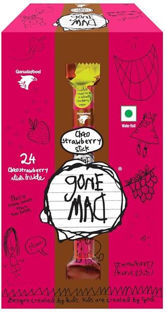 Gone Mad Premium Strawberry-Filled Wafer Sticks – 24 Sticks Crispy, Creamy Snack Wafer Rolls