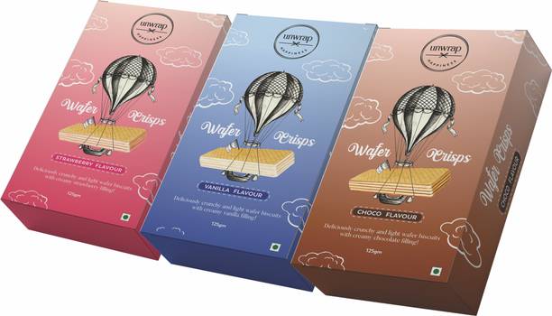Unwrap Happiness Wafers | Chocolate | Vanilla | Strawberry Combo Pack Wafers