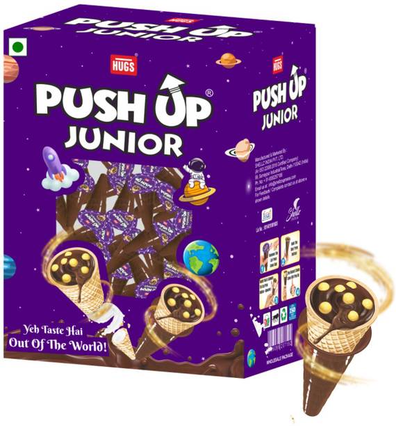 HUGS Push up the cone Junior Chocolate Wafer Cones Box (125 pcs) Chocolaty & Crunchy Wafers