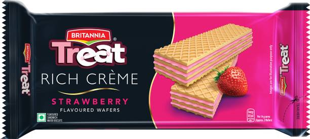 BRITANNIA Treat Rich Creme Strawberry Flavoured Wafers
