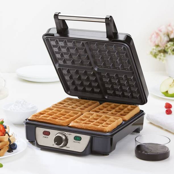 BOROSIL Jumbo Waffle Maker, 1100W, Non-Stick Grilling Plate, 4 Jumbo Bread Slices Waffle Maker
