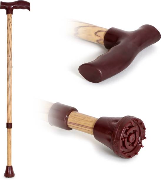 DGARYS Premium wooden coating Walking Stick for Old Age Light Weight Height Adjustable Walking Stick