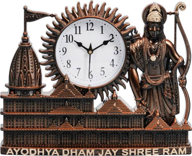 Att'z Analog 32 cm X 24 cm Wall Clock (Beige, With Glass, Standard)