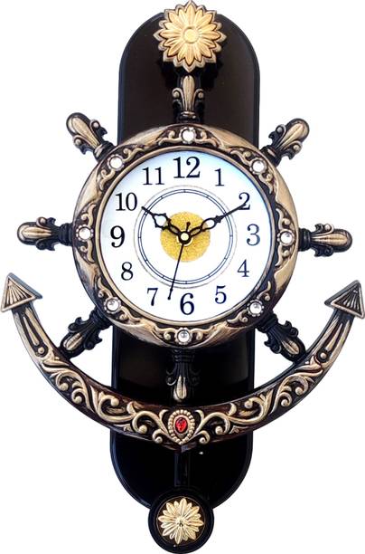 A&A Plaza Pendulum Wall Clock Analog 36 cm X 32 cm Wall Clock