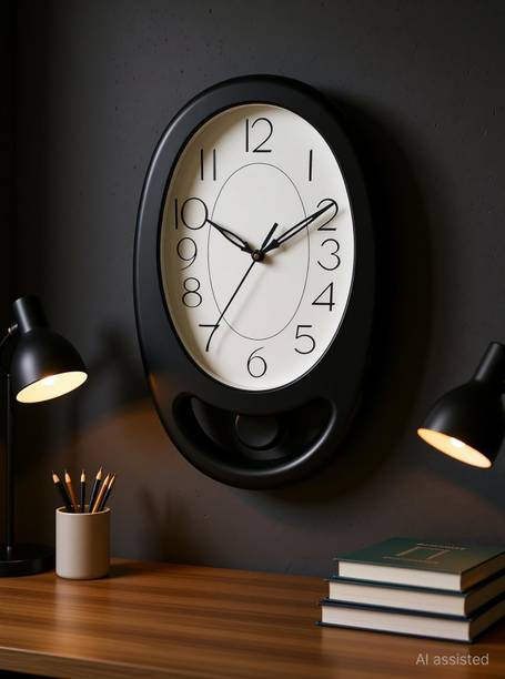 Masstone Analog 40 cm X 24 cm Wall Clock
