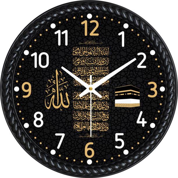 Giftsndecor Analog Wall Clock (Black, Multicolor, With Glass)