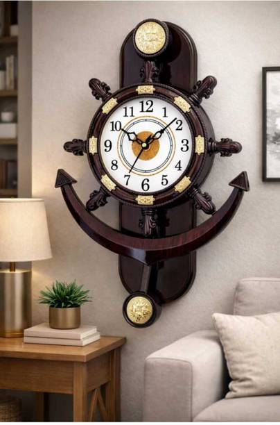 A&A Plaza Pendulum Wall Clock Analog 36 cm X 32 cm Wall Clock