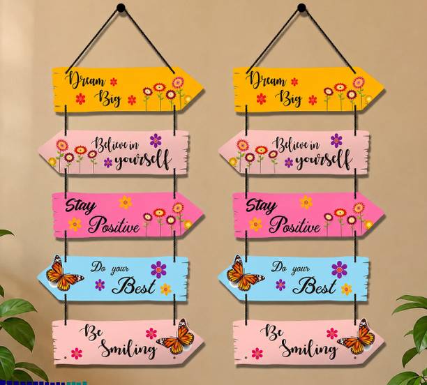 BZILO Pack of 2 Wooden Motivational Wall Hanging Decorative Home Design May Vary A36 Pack of 2