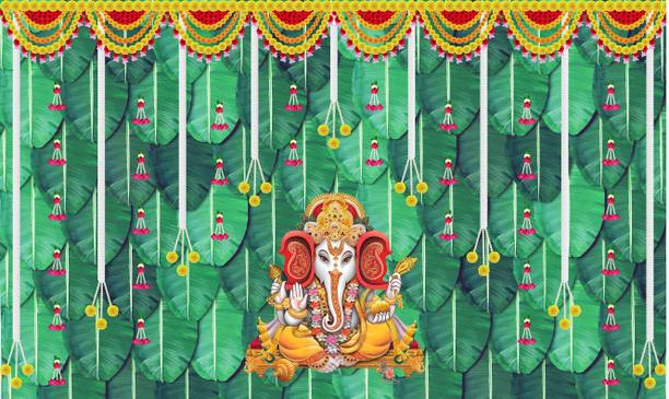 Backdropon Lord Ganesha Design Printed Fabric Backdrop ...
