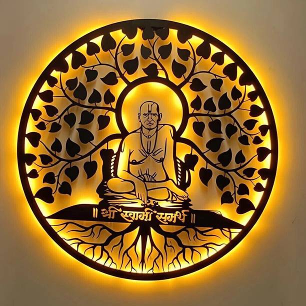 NEXTSTEP1 Shree Swami Samarth Metal Wall Art With LED Light - Wall Decoration.