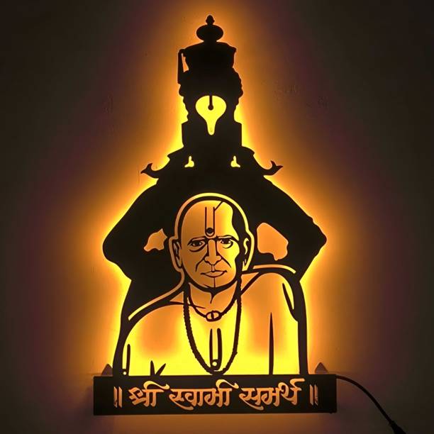 NEXTSTEP1 Swami Samarth & Vitthal Metal Wall Art With Light ( 24 x 14 inch )