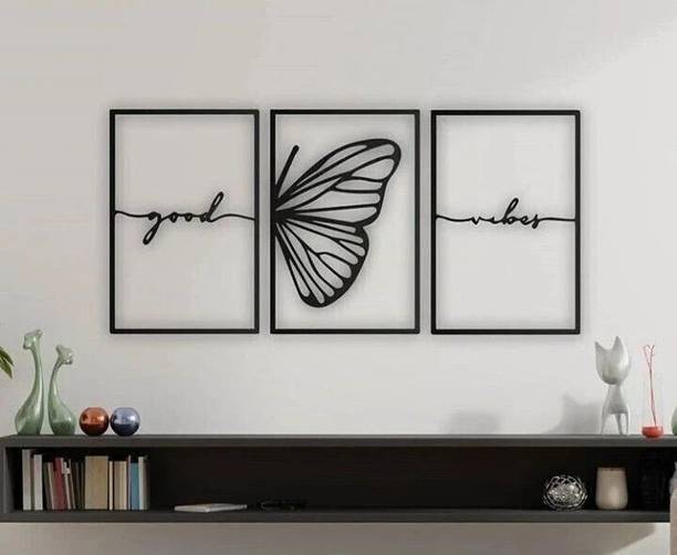 IRIS Decore Good Vibes MDF Plaque Cutout Ready To Hang Home Office Decor Wall Art