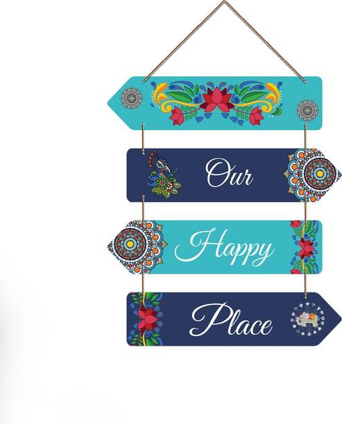 Decor Smart Our Happy Place Wooden Wall Hanging | Decorative Home Decor (DWA_4413)
