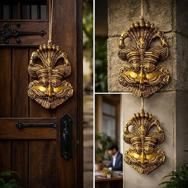 SHRI KAILA MAI TRADERS Gold Aluminium Nazar Battu - Evil Eye Protector Decorative Showpiece  -  16 cm