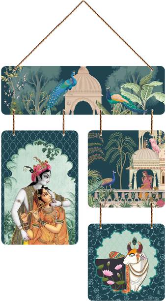Ranovaa Wooden Wall Hanging Radha Krishna | Home Decor Decoration Ethnic Art (DWA_6532)