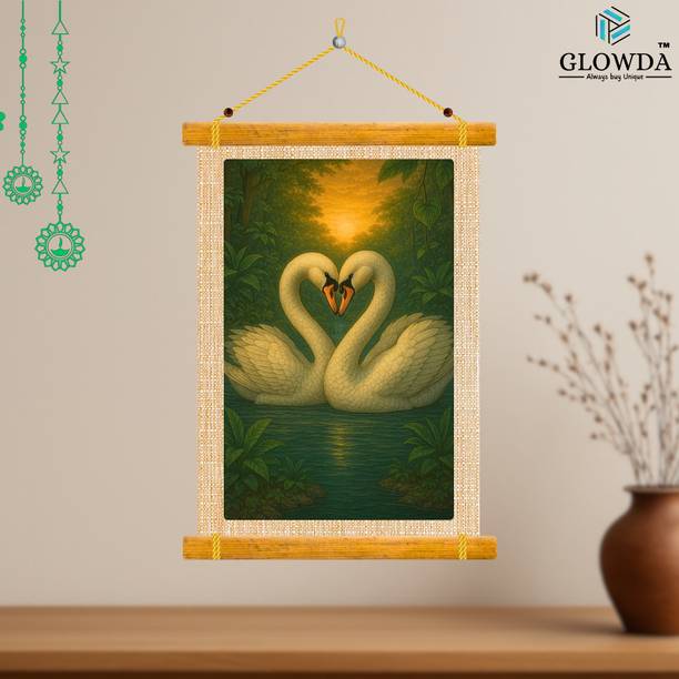 GLOWDA Swan Set Wall Hanging – Couple Swan Art for Bedroom, Living Room & Gifting