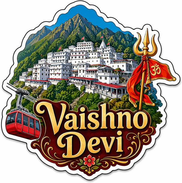 Decolyte Vaishno Devi Wooden Fridge Magnet Souvenir | 3x3 in Home Decor Gift Fridge Magnet Pack of 1