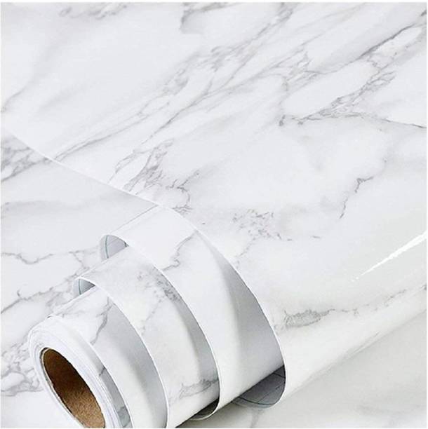 VEWIKZY 60 cm White Marble WallPaper for Furniture Kitchen, Cabinets, Almirah, Table-top Self Adhesive Sticker