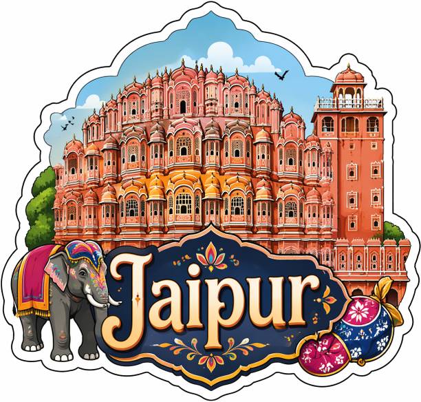Decolyte Jaipur Theme Wooden Fridge Magnet Souvenir | 3x3 in Kitchen Home Decor Gift Fridge Magnet Pack of 1