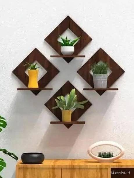 svisindia Square wall hanging Wall Shelf (Number of Shelves - 4) Pack of 4