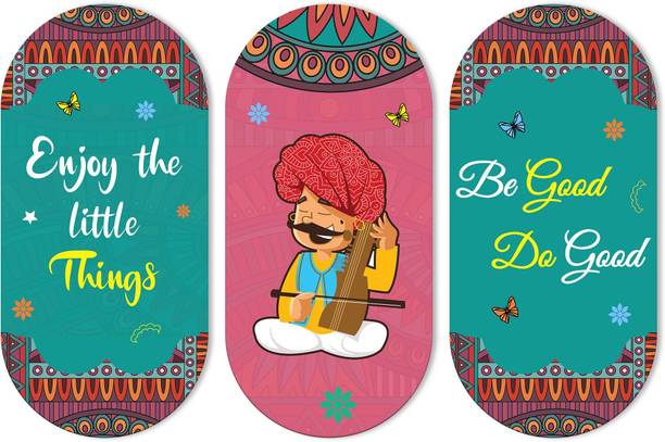 Decor Smart Rajasthani Folk Art Wooden Wall Hanging | Decorative Home Decor (DWA_9021) Pack of 3