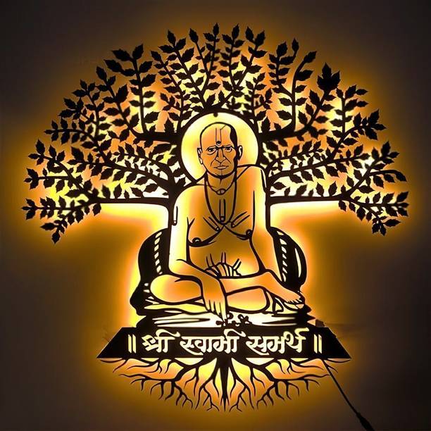 NEXTSTEP1 Swami Samarth Tree Metal Wall Art With Light - Wall Decoration & Wall Hanging