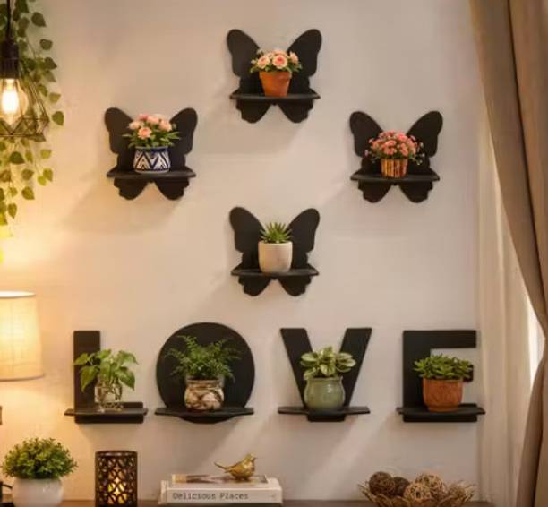 Kiya Enterprises Butterfly LOVE Wall Shelf Set of 8 Pack of 8