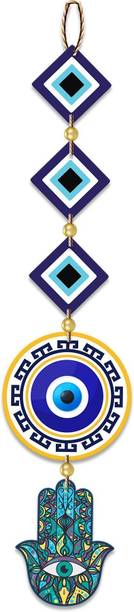 Decor Smart Evil Eye Hamsa Hand Wooden Wall Hanging | Blue Protective Home Decor (DWA_8514)