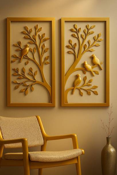 Hovio Wooden Wall Decor Hangings Living Room, Bedroom, Kitchen, Office Pack of 2