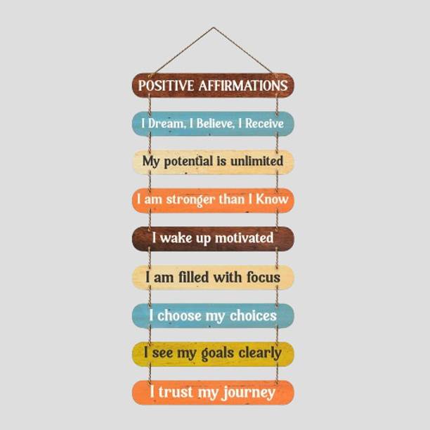 फबौरा Positive Affirmations Printed Wooden Wall Hanging for Home Office (WH_9314N-F)