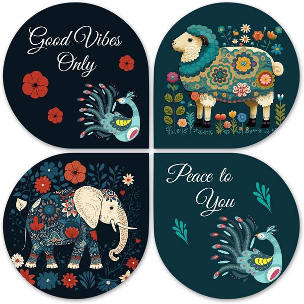 Decor Smart Good Vibes Only Floral Boho Wall Hanging | Decorative Home Decor (DWA_8406) Pack of 4