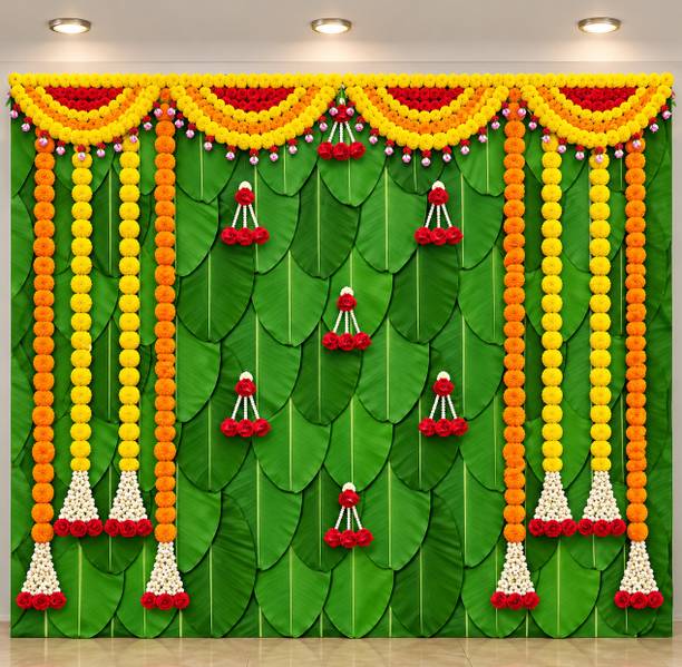 KRISHNA TAX Festive backdrop for a pooja, decoration curtains for background,