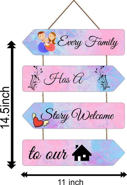 shashank Designer Wooden Every Family Wall hanging For Home (Multicolor)